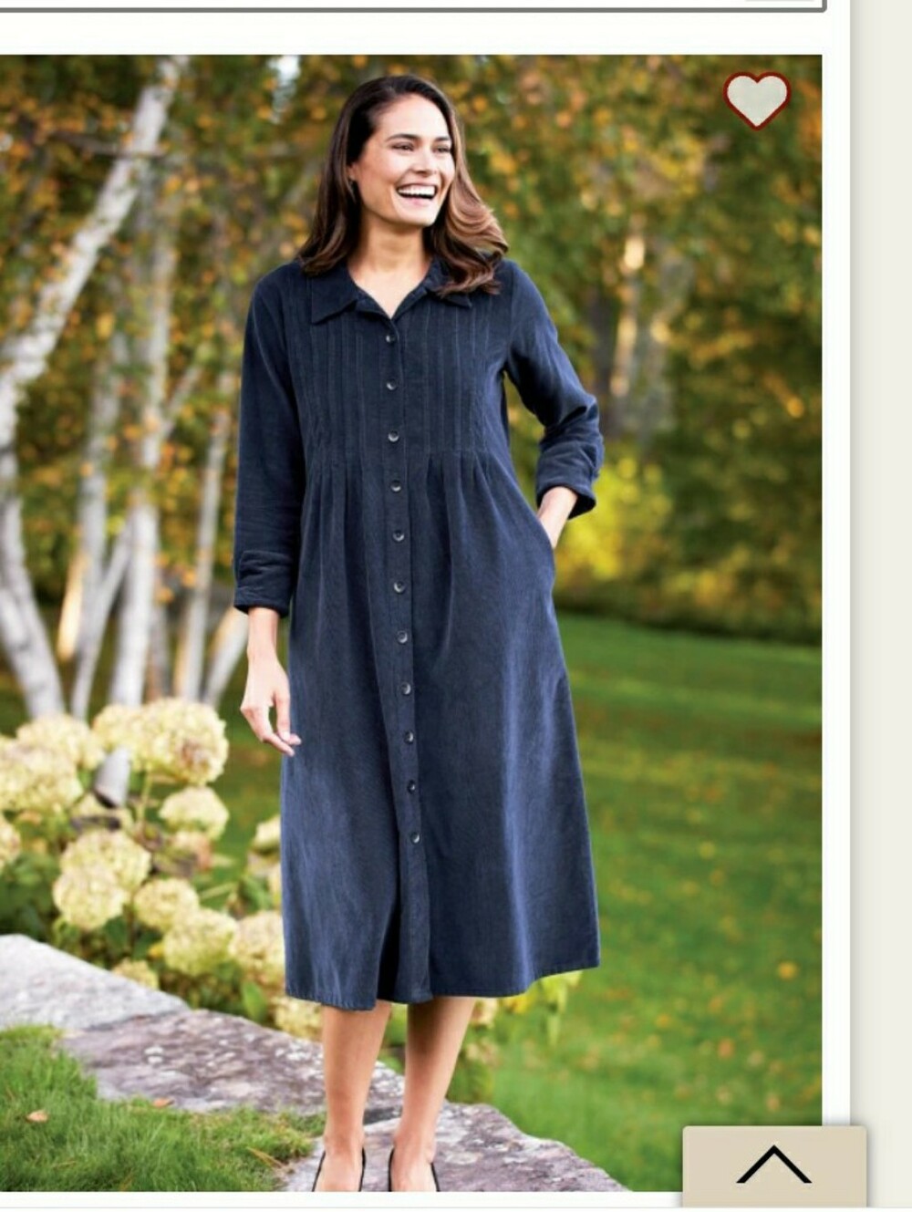 Womens' Navy Button-Front Long Sleeve Dress
